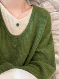 Design Fake Two Pink Knitted Women Autumn Vintage Sweet Lazy Wind Inside Sweater High-End Blouse