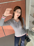 Cold-Indiverted Polo Collared Long-Sleeved Knitted Shirt Women In The Spring To Wear A Special Small Top-Bottomed Sweater