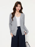 Grey Thin Long-Sleeved Knitted Jersey Coat Winter New Bottom With High-End Temperament Mid-Long Top Lady