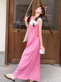 Sanya Travel Wears Pink Dopamine French Sleeveless Suspension Dress Seaside Vacation Vacation