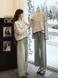 Irregular Design Feel Oat Color Knitted Sweater Women's New Autumn And Winter 2025 Unique Super-Looking Top