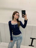 Fake Two Broken Flowers Shoulder Long-Sleeved T-Shirt Girl Spring 2026 New Slimming And Chic Sweet Spicy Top