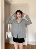 Korean Wearing A Chic Hooded Design Single-Cuffed Long-Sleeved Women 2026 Spring New Pure Simple Fashion Top