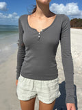 Dili Fashion Simple Style Long Sleeve Solid Color Back Shirt T-Shirt Women's Clothing 2025 Autumn And Winter
