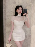 Small Man Wears Pure-Want Sexy Net Yarn Splicing Body To Pack His Hips Short-Sleeved High-End Exquisite Dress