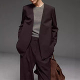 Set Anola Red Jane Extravagance Elegant Collarless Cone Trousers In Autumn And Winter Suit