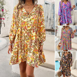 Dili Women's Clothing 2025 Spring And Summer Leisure Vacation People Cotton Print Long-Sleeved Dress