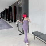 Purple Hanging Dress Women Summer Pure Wind Sexy Long Skirt Tight Body To The Hip Fishtail Skirt