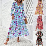 Dili Women's Clothing 2025 Spring And Summer Holiday Casual Crash Color Print V-Neck Dress