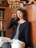 Korean Version Of The Color Stripe Splicing Two Long-Sleeved T-Shirts Early Autumn Collar Design Feeling Tie-Up Shirt