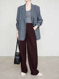 Spring Anola Red Straight Pants Long Pants Women's New Thick Twill Broad Leg Suit Pants