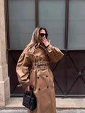 New Fashion With Autumn Temperament Hooded Belt Thin Design Windwear
