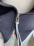 Early Autumn Loose Double Zipper Short Outer Knitted Cardigan Women's Spring And Autumn New Solid Letter Embroidery Sweater Jacket