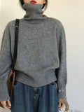 High-Necked Hooded Sweater Woman In The Autumn And Winter Of 2025 Lazy Wind Soft Glutinous Loose Pile Pile Knitted Bottom Shirt