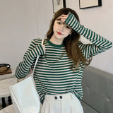 Striped Bottomed Shirt Women's Long-Sleeved Autumn And Winter 2026 New Korean Version Of The Air Loose T-Shirt Top
