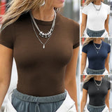 Dili 2025 Spring/Summer Y2K Leisure Street Body-Repair Solid-Colored Short-Sleeved T-Shirt Top Women's Clothing
