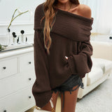 Dili Elegant Temperament Solid Color Long-Sleeved Sweater Top Women's Clothing 2025