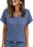 2025 Summer Blouse Women's Short-Sleeved Casual V-Necked T-Shirt