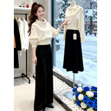 Lazy Feeling Irregularly Collared Gray Knitted Jersey Woman 2025 Winter Unique Beautiful Light Temperament Thicken Sweater