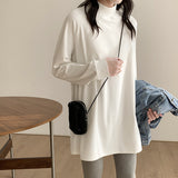Medium-Long Dejong Half-High-Necked Bottom Shirt Women 2026 New Autumn And Winter Long-Sleeved White Body Thighs On The Top