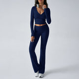 Dili 2025 Women's Casual Sports Knitted Long-Sleeved Trousers Two-Piece Suit Woman