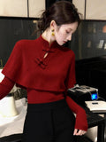 New Chinese Red Cloaked Sweater In Autumn 2025 Two Sets Of Tops With A Soft-Looking Knitwear