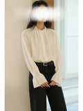 Spring And Summer New Coat Hong Kong Island Rose To Silk Craft Pure Color Long-Sleeved Imitation Tidal T-Shirt Woman