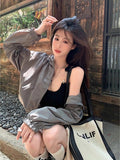 Korean Version Of The Rope Hooded Short Sun Protection Jacket Women's Spring 2026 New Casual Loose Jacket Top Tide