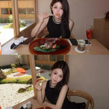 Beautiful Hottie Waist Dress Women's Dress French Temperament Gold High-Grade Small Black Dress Birthday Dress Skirt