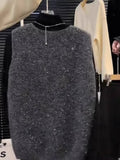 Shiny Design Set Shoulder Cashmere Knitted Vest Sweater Casual Korean Version Of The Top Wearing Vest