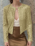 2025 Spring Burst Round Lead Long-Sleeved Sleeves Open-Colored Cardigan Casual Set Of Lightset Coat Woman