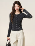Great-Looking Round Collar On The Shoulder Broken Long-Sleeved T-Shirt 2026 Autumn And Winter New Bottoming Shirt In The Women's Clothing