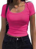 2025 New Round Collar Short-Sleeved Jersey Women's Casual Sexy Knitted Street
