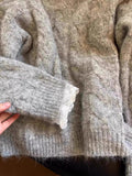 High-Grade Gray Raccoon Velvet Cuff Lace Buds Sweater Women's Autumn And Winter Loose Lazy Thick Inside Cloth