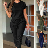 Dili Women's Clothing 2025 Spring And Summer Leisure Work Clothes Short-Sleeved Feet With Joint Pants