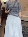 South Korea Chic Hollow Ice Silk Short-Sleeved Knitted Shirt Women 2025 Summer Loose Thin Ocean Gas Age-Down Gray Top