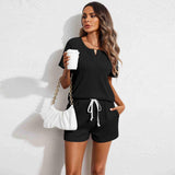 Spring And Summer Lady Home Clothes Pajamas Set Knitted Clothes Shorts Two-Sleeve Shorts Two-Set