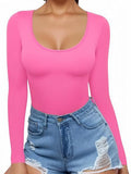2025 Women's Low Round Collar Long Sleeve Sextender T-Shirt T-Shirt