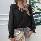 Dili T-Shirt Woman 2025 Autumn/Winter Elegance Elegant V-Neck Long Sleeve Blouse