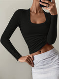 Dili Y2K Hottie Style Long-Sleeved Solid-Color Vest T-Shirt Women's Clothing 2025 Autumn And Winter