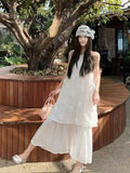 Pink Three-Dimensional Flower Sleeveless Vest Dress Sanya Seaside Holiday Dress Temperament Fake Two Dresses Women's Summer