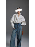 The New Casual Blogger Style Style Simple Slanted Blouse Is Quite Inclusive Of Free Ironing Shirt For Women