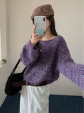Lazy Wind Milk Wearing Early Autumn New Sweater Long Sleeves Head Bat Sleeve Short Knit Shirt Temperament Shirt Top