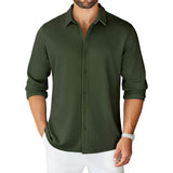 Men's Shirt Autumn And Winter New Long-Sleeved Collar Solid Shirt Casual Dress Top Men
