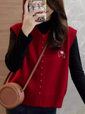 European Goods High-End New Year Red Knitted Vest Vest 2025 Winter Angola Red Folded Horse Clip Top Woman