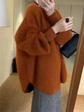 European Goods Lazy Wind Orange Raccoon Velvet Sweater Women's Winter Loose Long-Term Jacket On The Head Temperament Reduction Knitwear Shirt