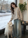 Irregular Design Feel Oat Color Knitted Sweater Women's New Autumn And Winter 2025 Unique Super-Looking Top