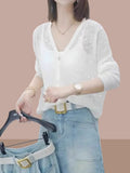 Unique Thin And Breathable Sneer Hollow Knitted Cardigan Summer New Leisure Sun Protection Shirt