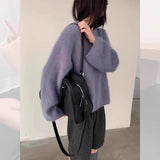 High-Grade Green Marinade Velvet Round Collar Sweater Women Autumn And Winter Soft Glutinous Milk Fufu Outside Wearing Horse Sea Hair Top Thick