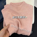 Super Fire Grape Purple Bottoming Shirt Woman's Charm Half-High Collar Inside Sweater Temperament Knitted Autumn And Winter Top